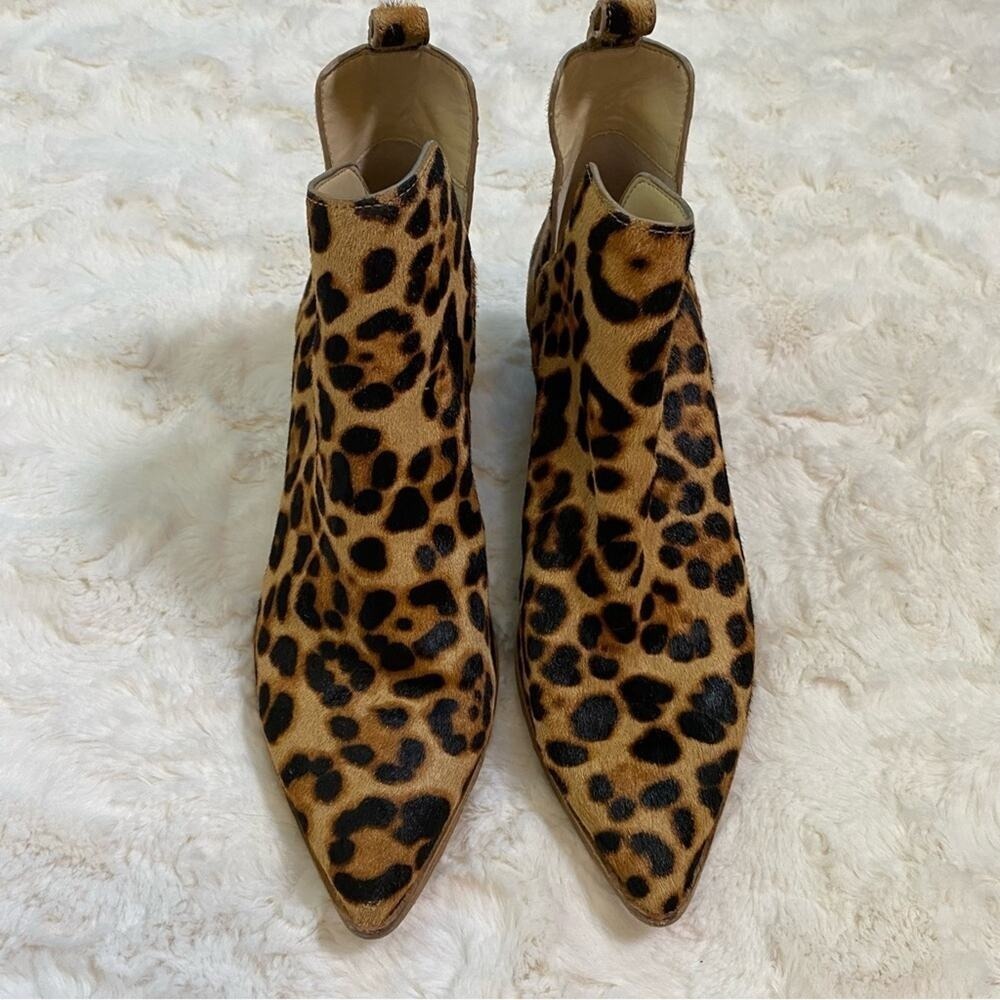 Sole Society Womens Heeled Ankle Bootie Size 6 Laurelah 2 Leopard Print Cow Hair - Picture 4 of 13